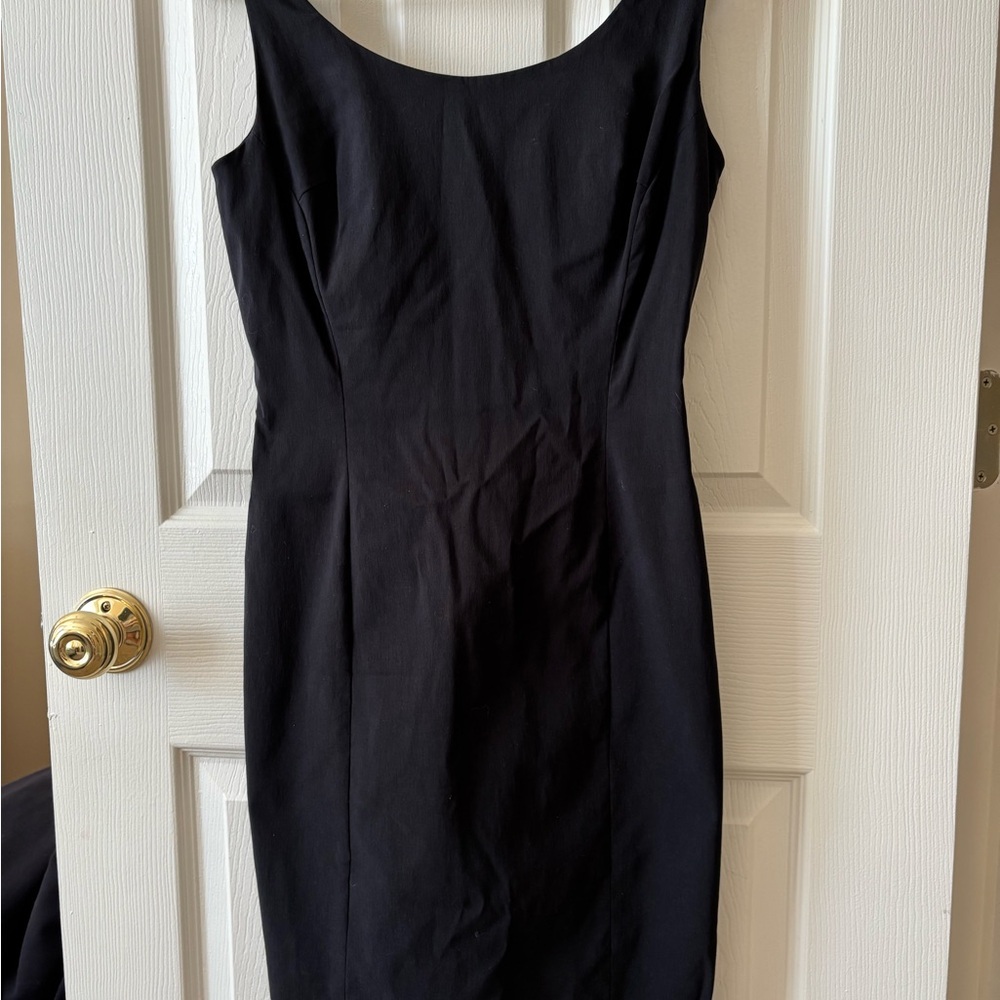 Express Black Sheath Midi Dress Scoop Neck Sleeveless